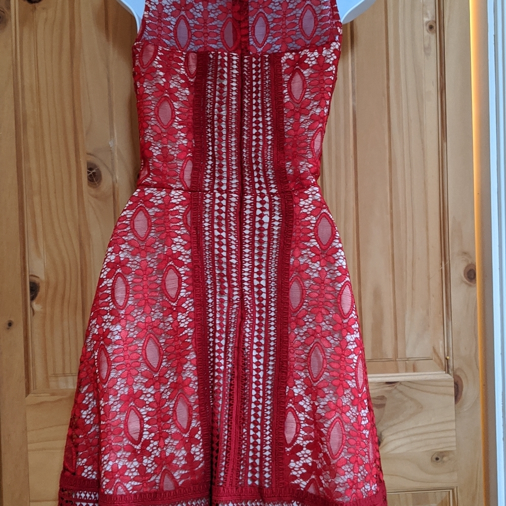 Red lace dress